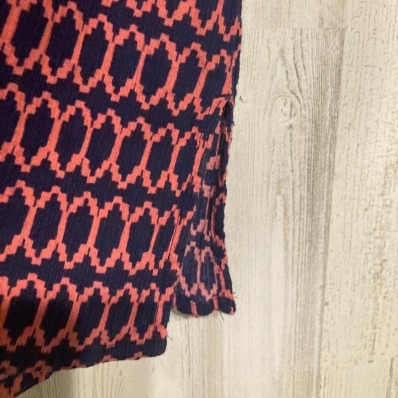 J. Crew Pink Blue V-Neckline 3/4 Sleeve Tunic Blouse Medium - Picture 6 of 9